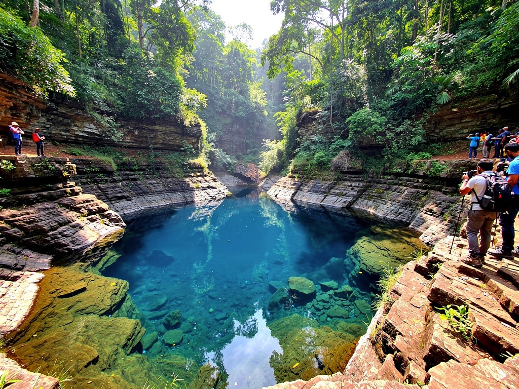 Bhimkund mythological natural pool surrounded by rocks and forest