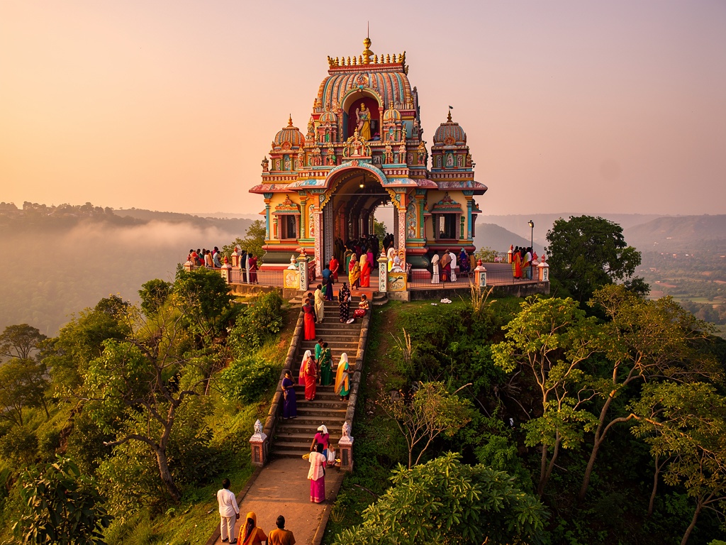 Maa Ambika Temple overlooking Baripada from a green hilltop